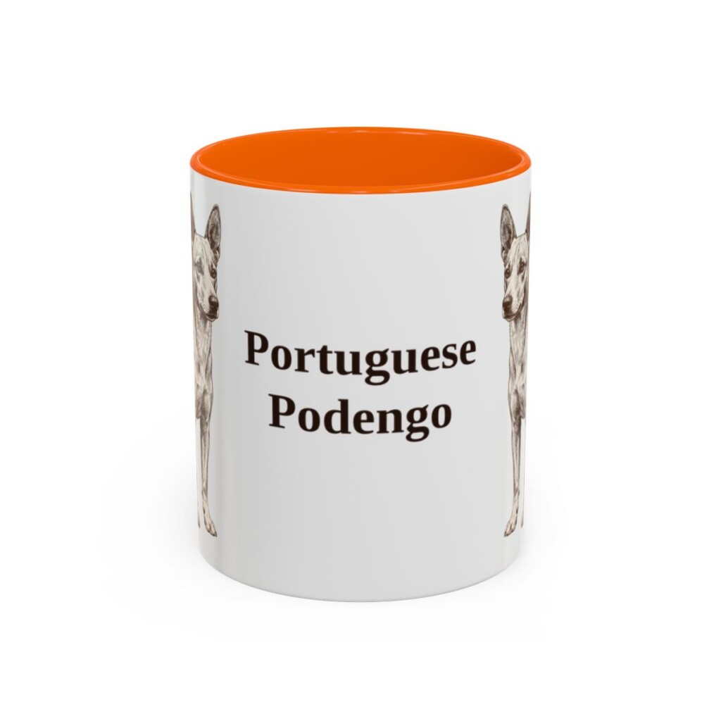 11oz Portuguese Podengo Mug, Orange, front view