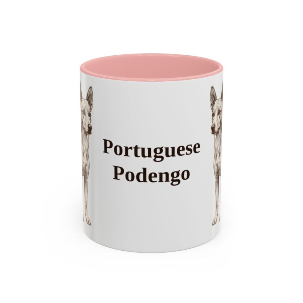 11oz Portuguese Podengo Mug, Pink, front view