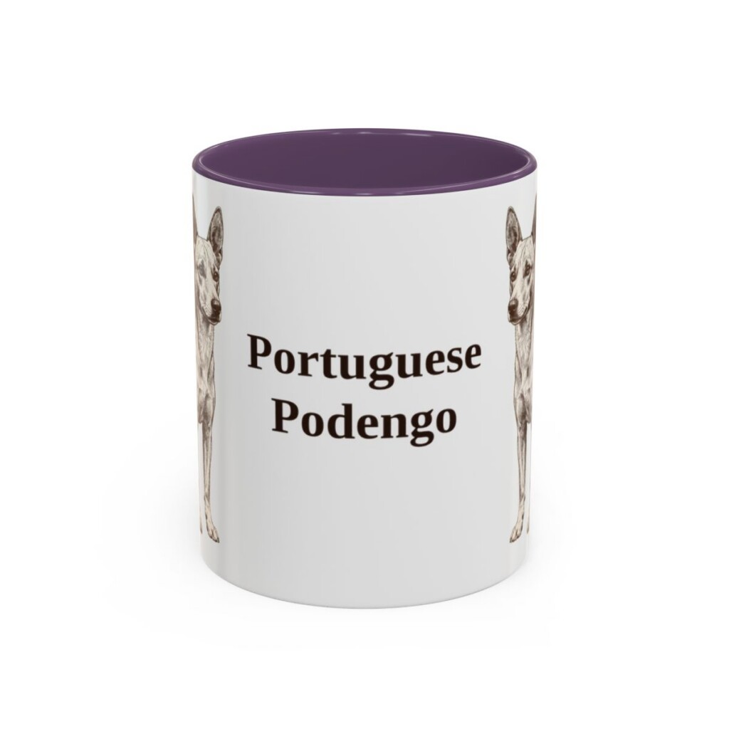 11oz Portuguese Podengo Mug, Purple, front view
