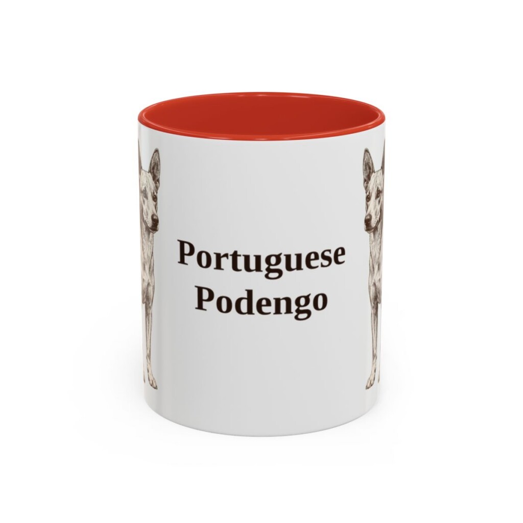11oz Portuguese Podengo Mug, Red, front view