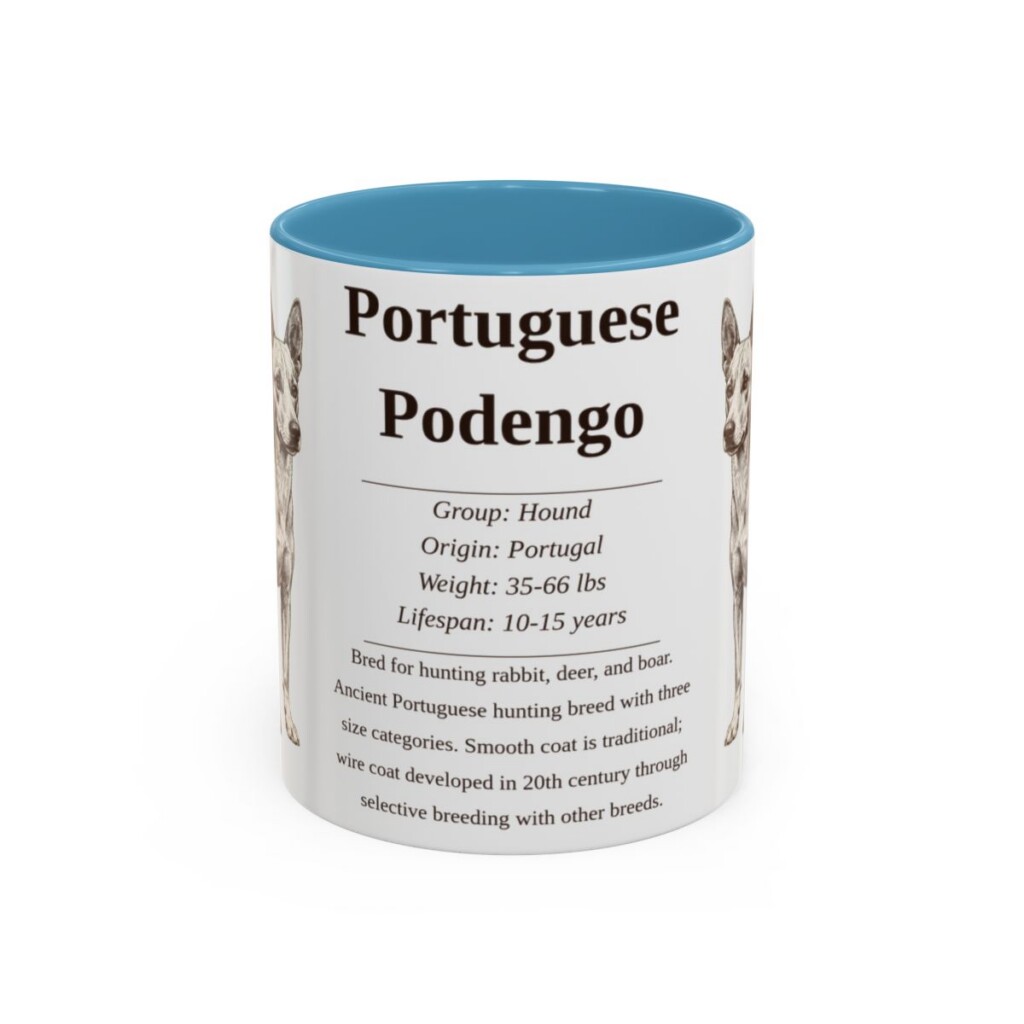 11oz Portuguese Podengo Mug, Light Blue, front view