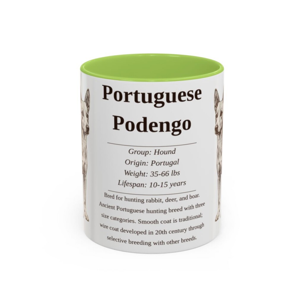 11oz Portuguese Podengo Mug, Light Green, front view