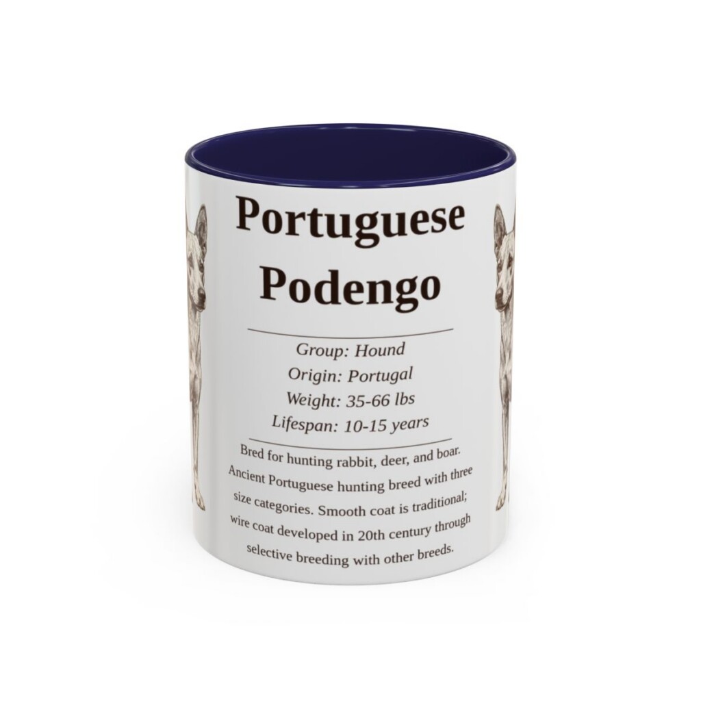 11oz Portuguese Podengo Mug, Navy, front view