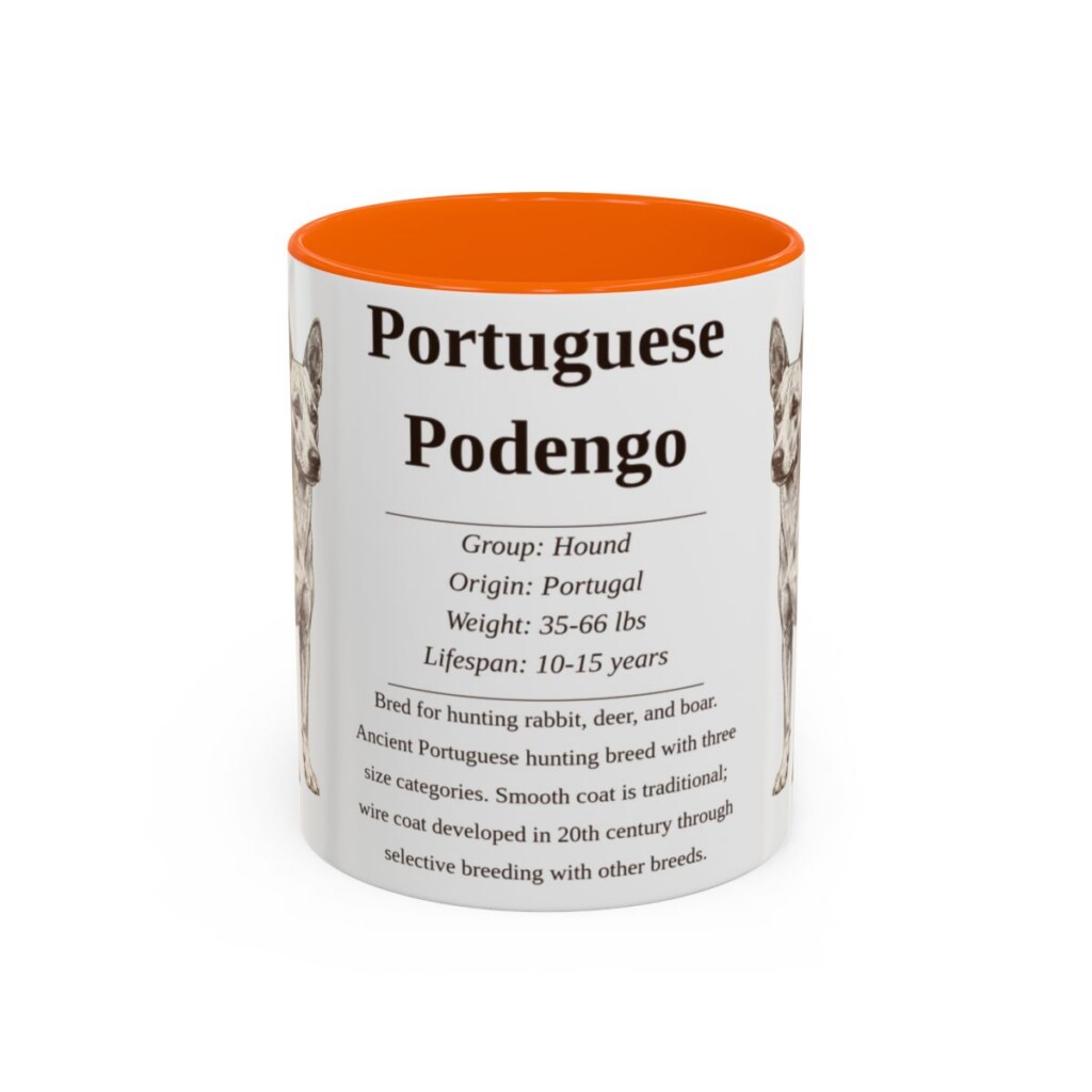 11oz Portuguese Podengo Mug, Orange, front view