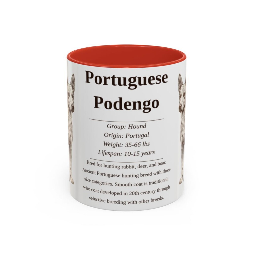 11oz Portuguese Podengo Mug, Red, front view