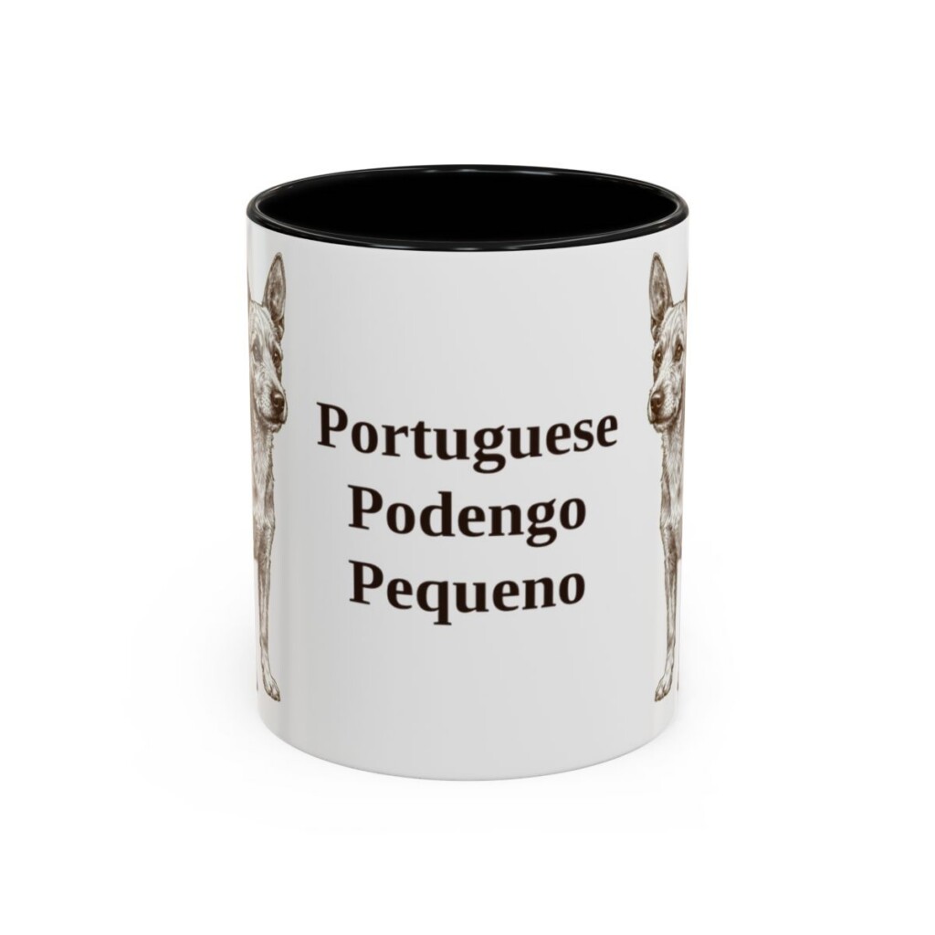 11oz Portuguese Podengo Pequeno Mug, Black, front view