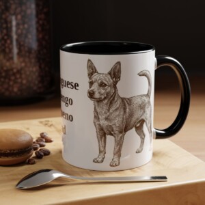 11oz Portuguese Podengo Pequeno Dog Dad Mug, Black, lifestyle photo