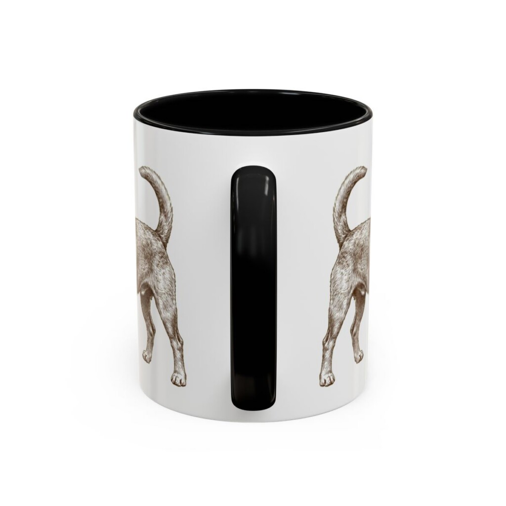 11oz Portuguese Podengo Pequeno Dog Dad Mug, Black, back view