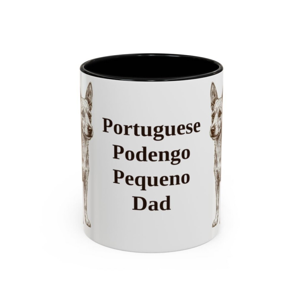11oz Portuguese Podengo Pequeno Dog Dad Mug, Black, front view