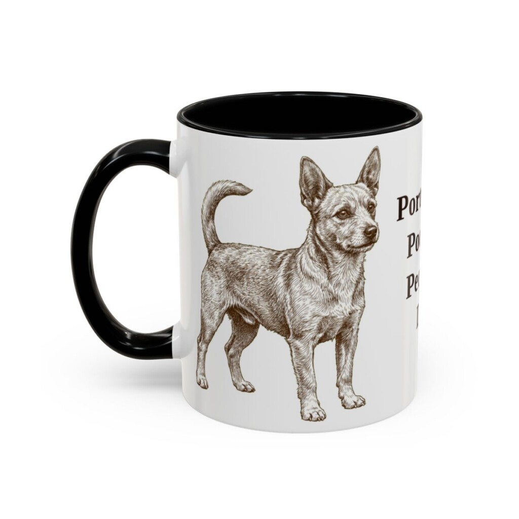 11oz Portuguese Podengo Pequeno Dog Dad Mug, Black, left side view