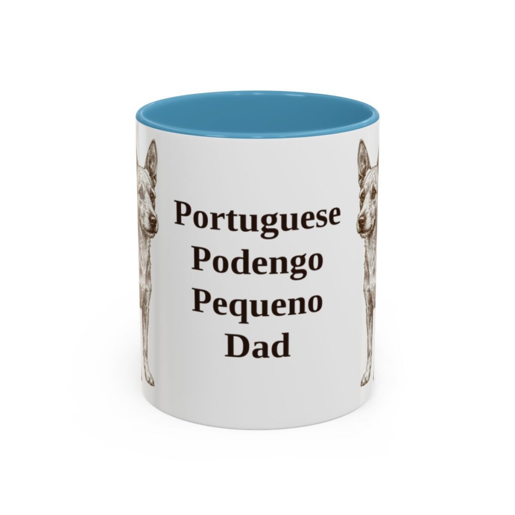 11oz Portuguese Podengo Pequeno Dog Dad Mug, Light Blue, front view