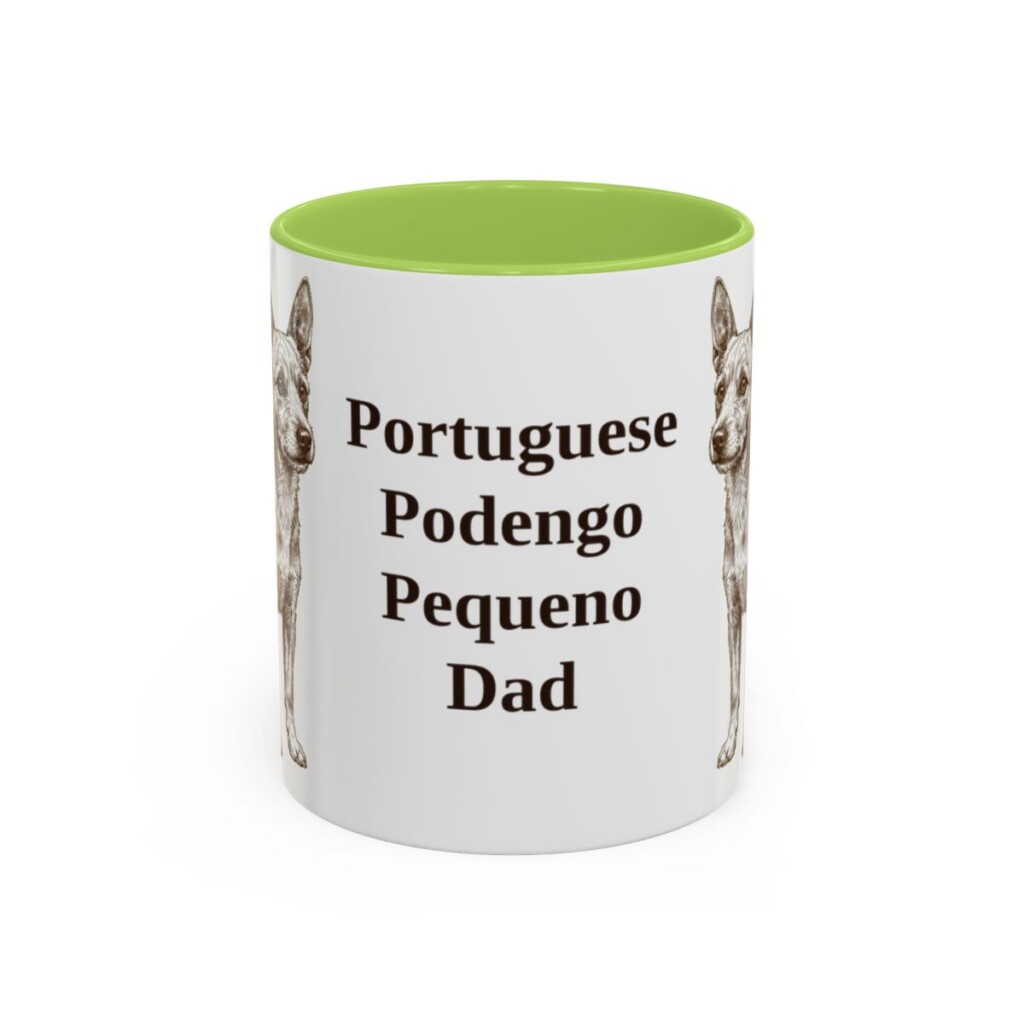 11oz Portuguese Podengo Pequeno Dog Dad Mug, Light Green, front view