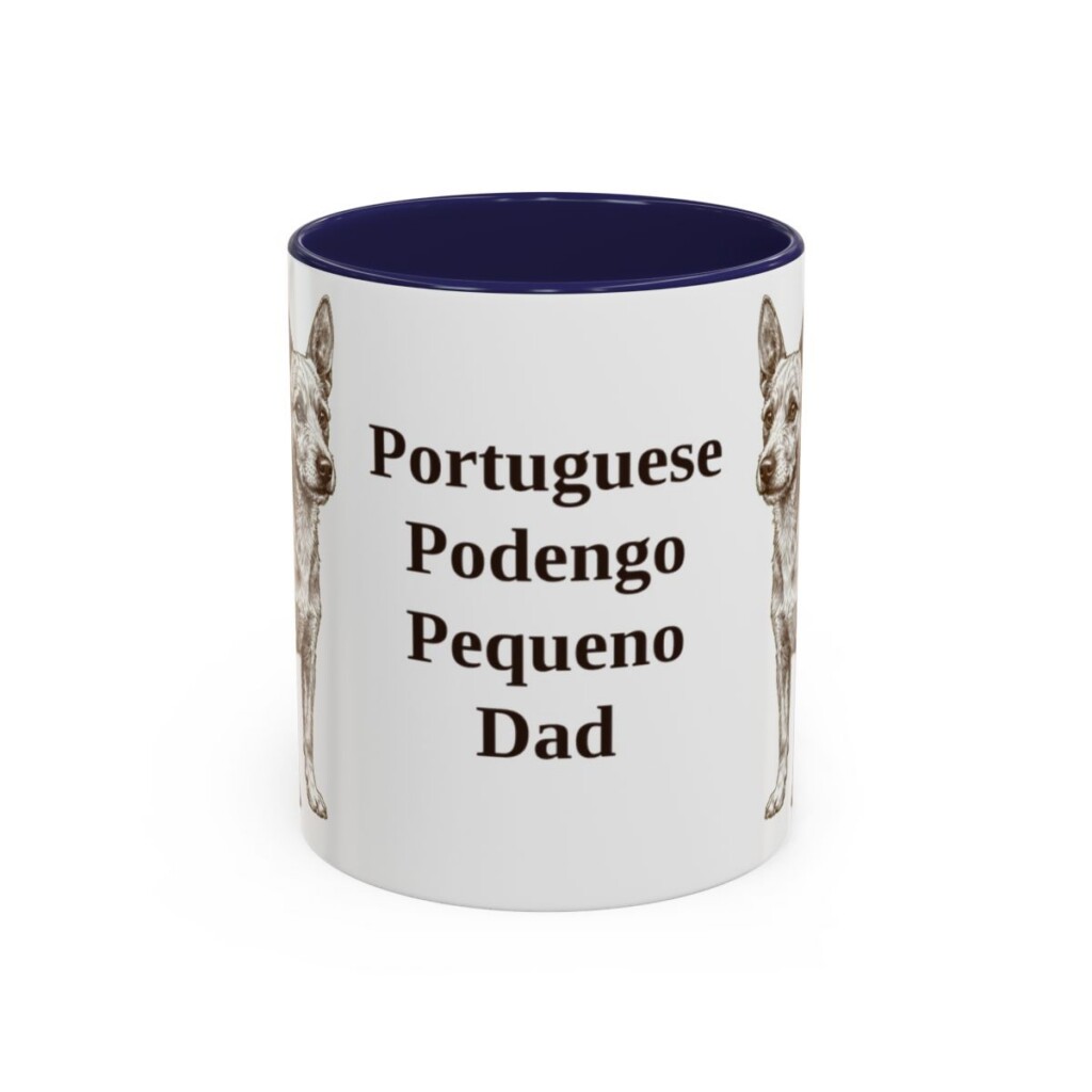 11oz Portuguese Podengo Pequeno Dog Dad Mug, Navy, front view
