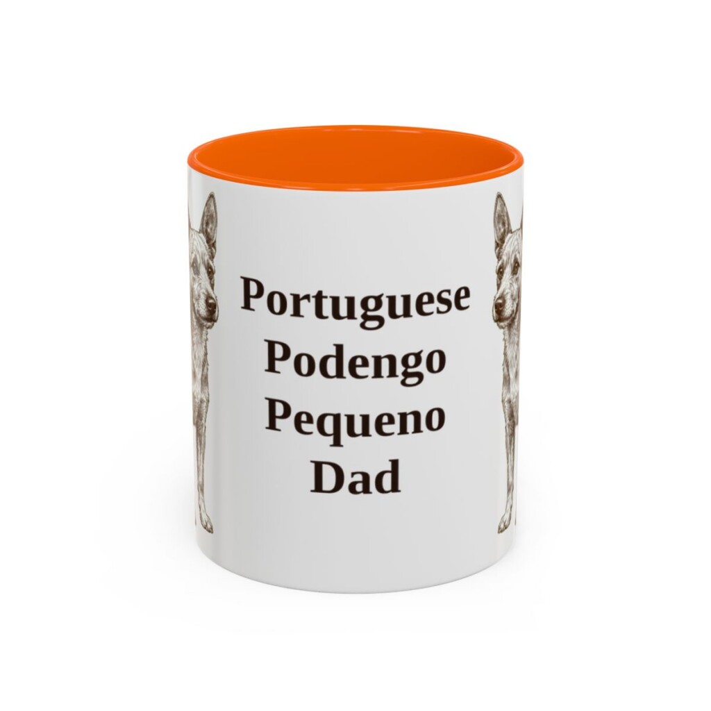 11oz Portuguese Podengo Pequeno Dog Dad Mug, Orange, front view