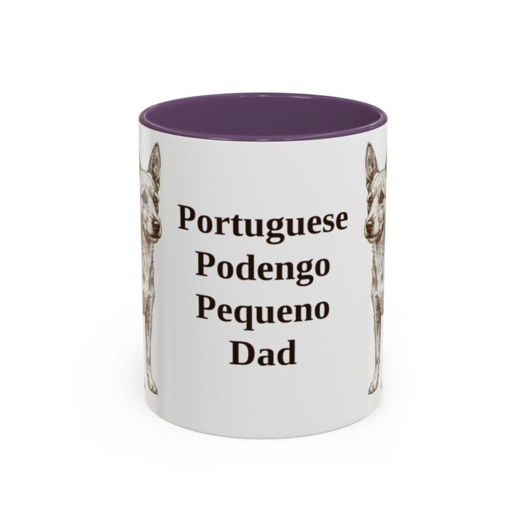 11oz Portuguese Podengo Pequeno Dog Dad Mug, Purple, front view