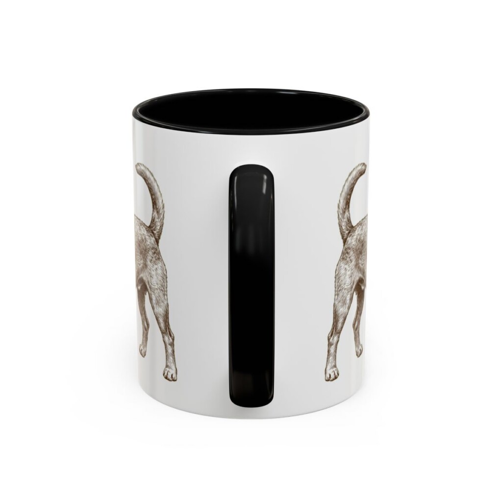 11oz Funny Portuguese Podengo Pequeno Mug, Black, back view