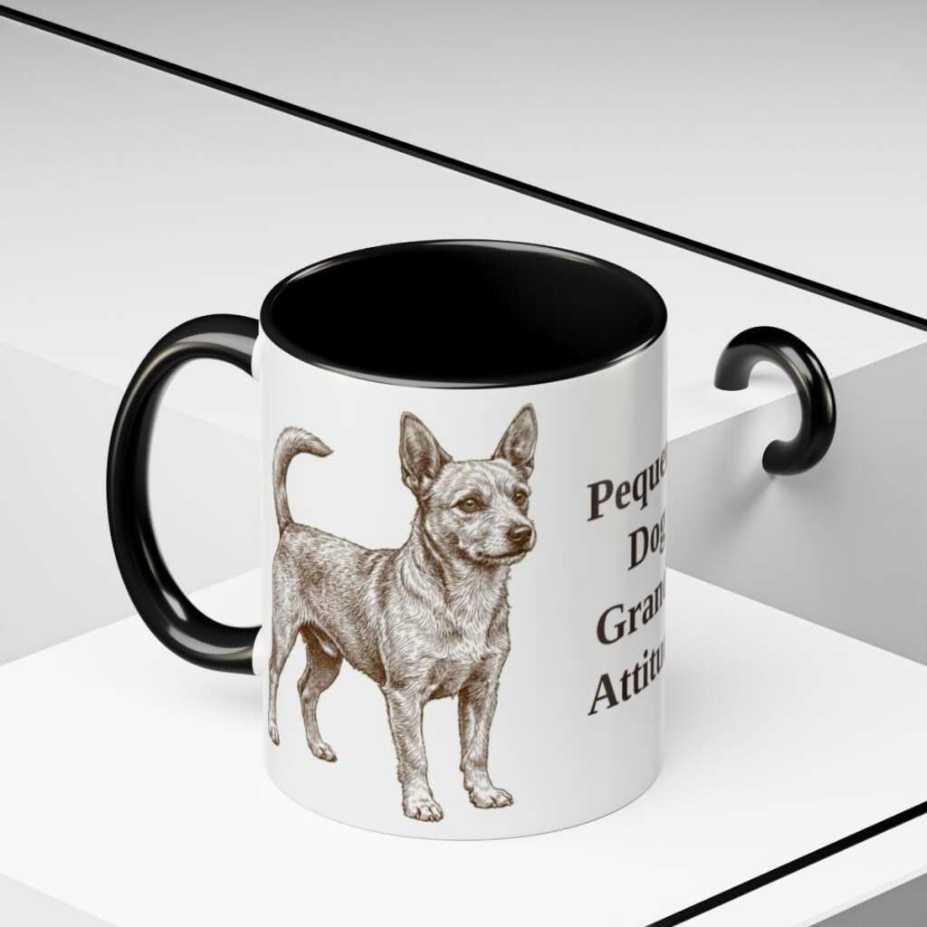 11oz Funny Portuguese Podengo Pequeno Mug, Black, lifestyle photo
