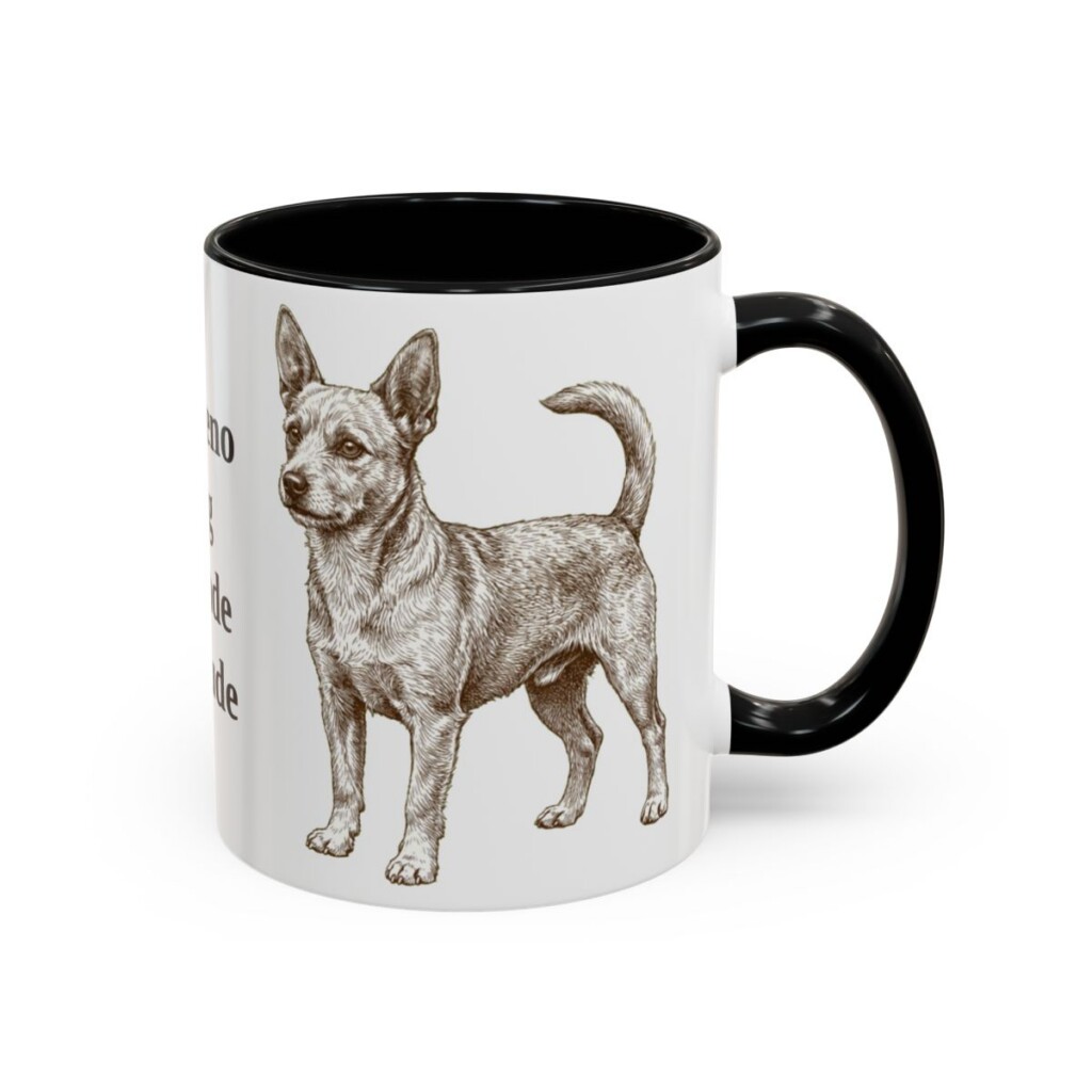 11oz Funny Portuguese Podengo Pequeno Mug, Black, right side view