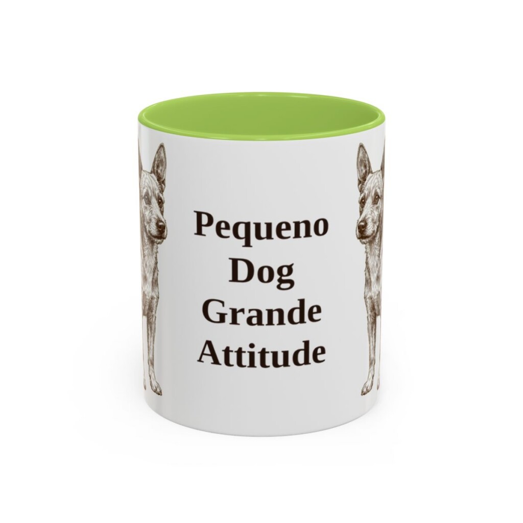 11oz Funny Portuguese Podengo Pequeno Mug, Light Green, front view