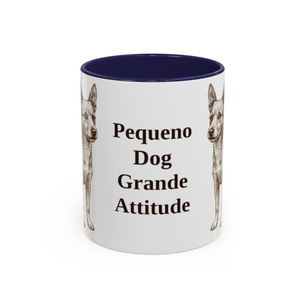 11oz Funny Portuguese Podengo Pequeno Mug, Navy, front view