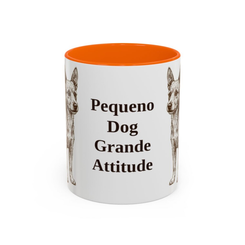 11oz Funny Portuguese Podengo Pequeno Mug, Orange, front view