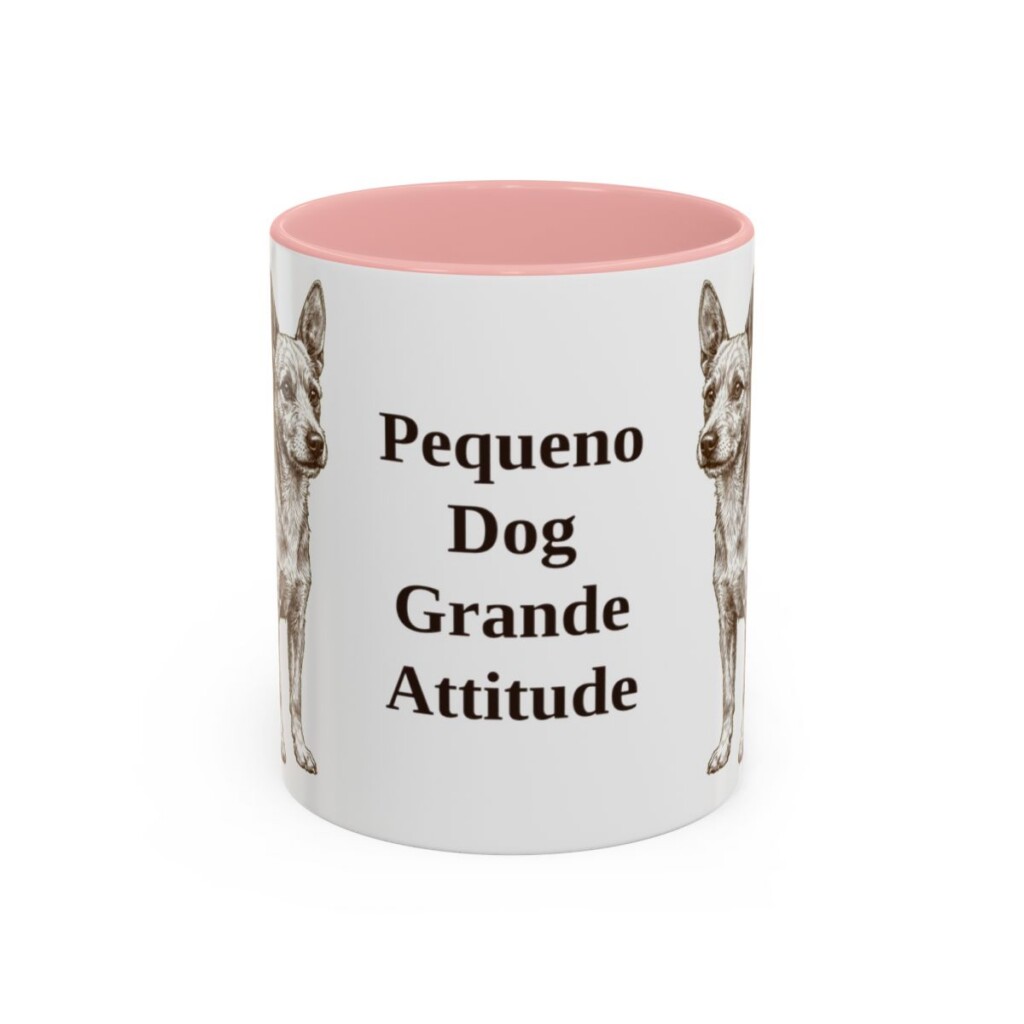 11oz Funny Portuguese Podengo Pequeno Mug, Pink, front view