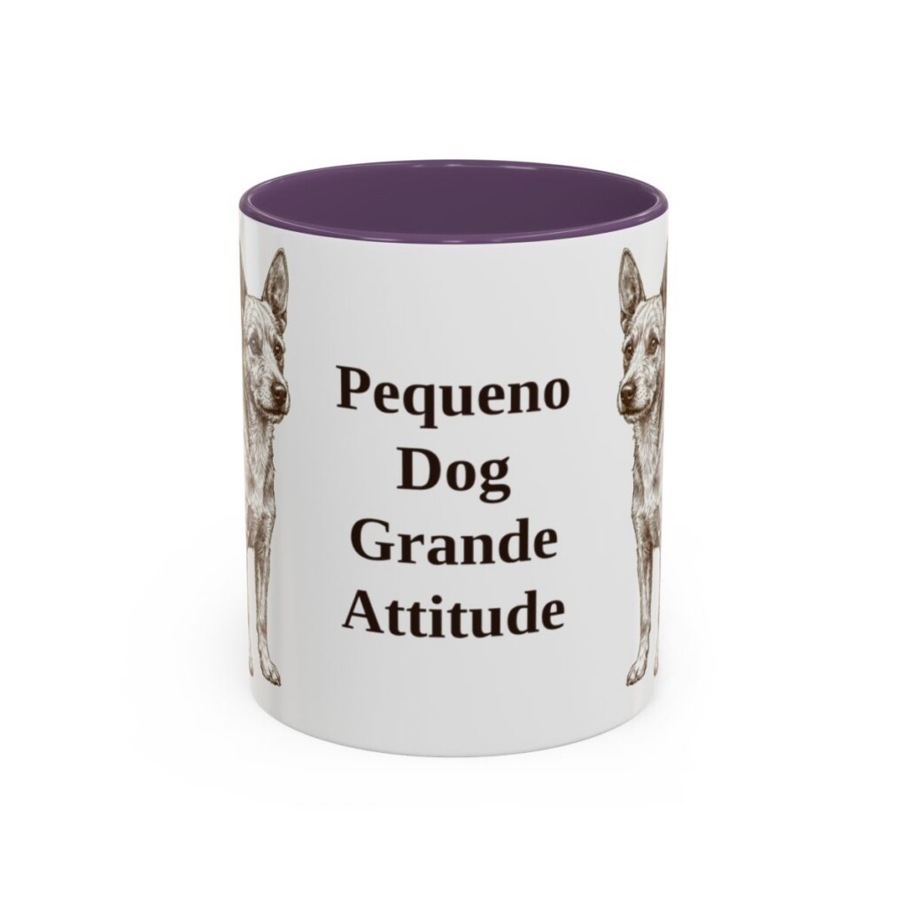 11oz Funny Portuguese Podengo Pequeno Mug, Purple, front view