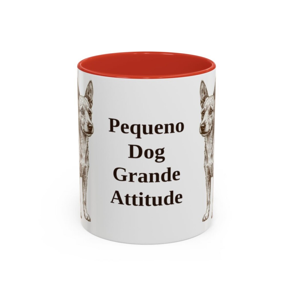 11oz Funny Portuguese Podengo Pequeno Mug, Red, front view