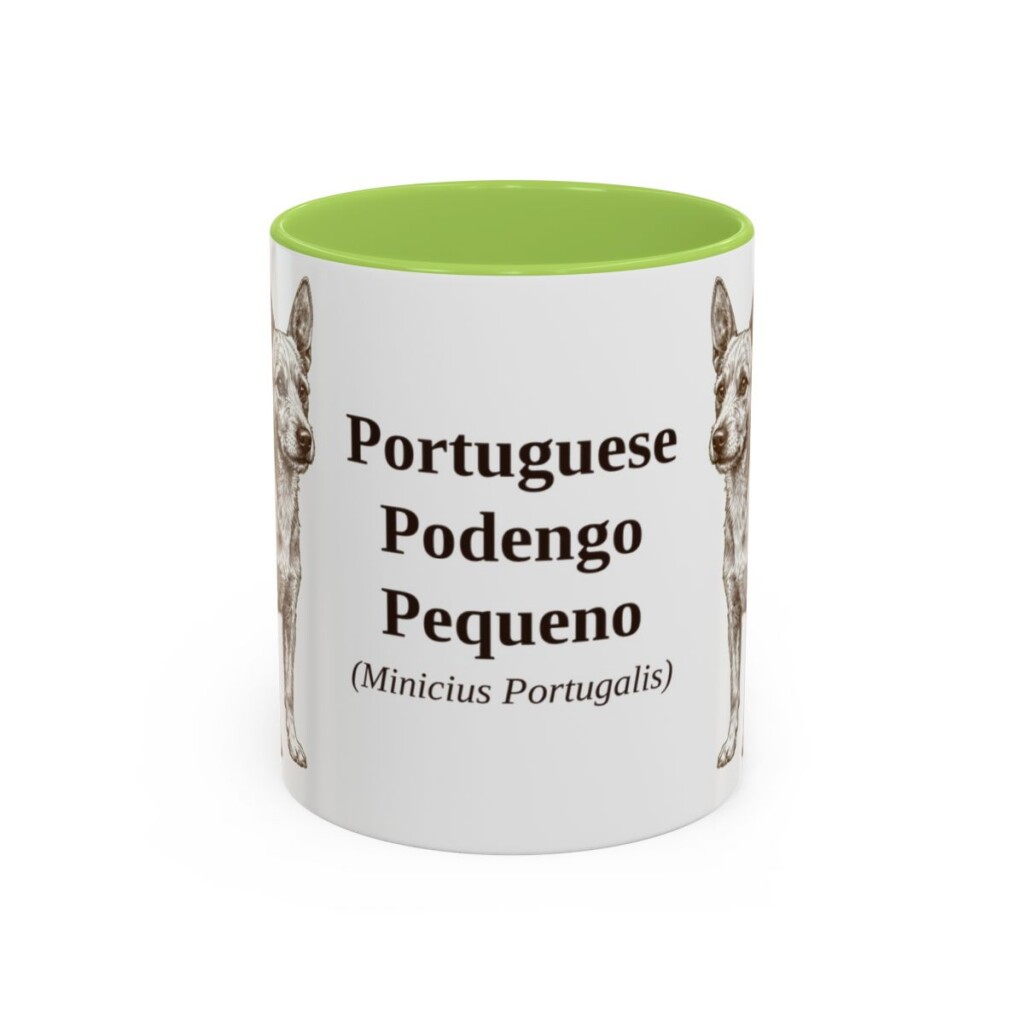 11oz Portuguese Podengo Pequeno Latin Mug, Light Green, front view