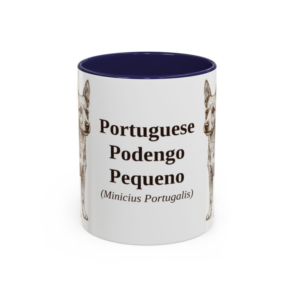 11oz Portuguese Podengo Pequeno Latin Mug, Navy, front view