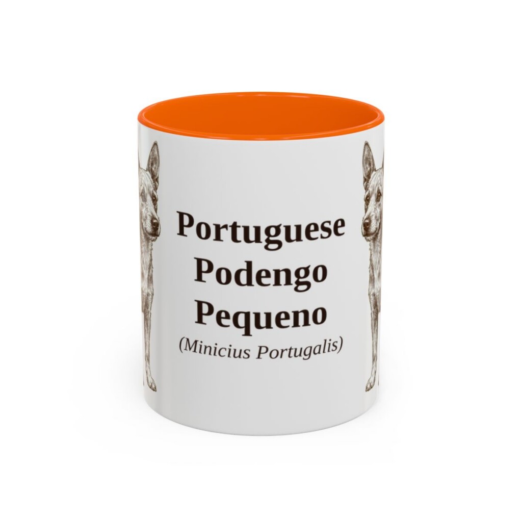 11oz Portuguese Podengo Pequeno Latin Mug, Orange, front view