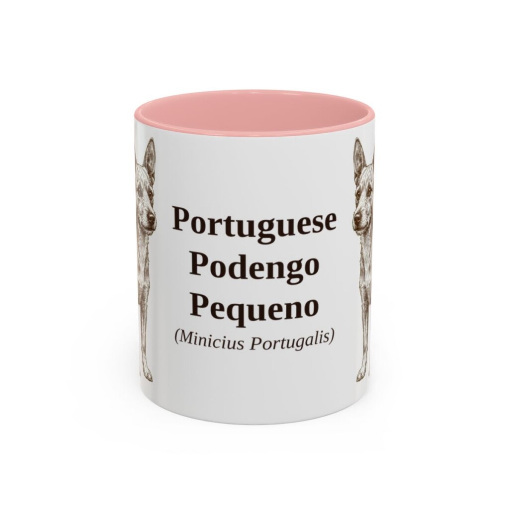 11oz Portuguese Podengo Pequeno Latin Mug, Pink, front view