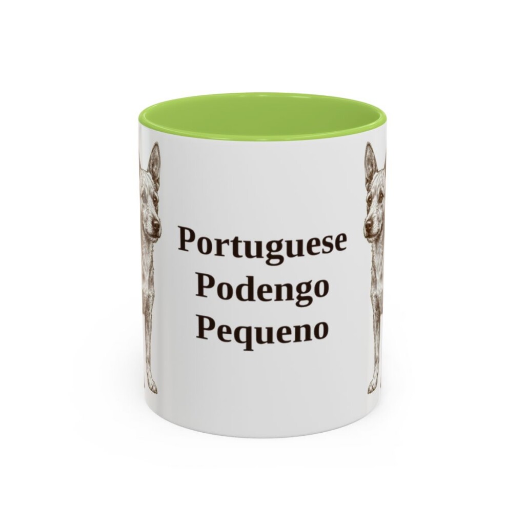 11oz Portuguese Podengo Pequeno Mug, Light Green, front view
