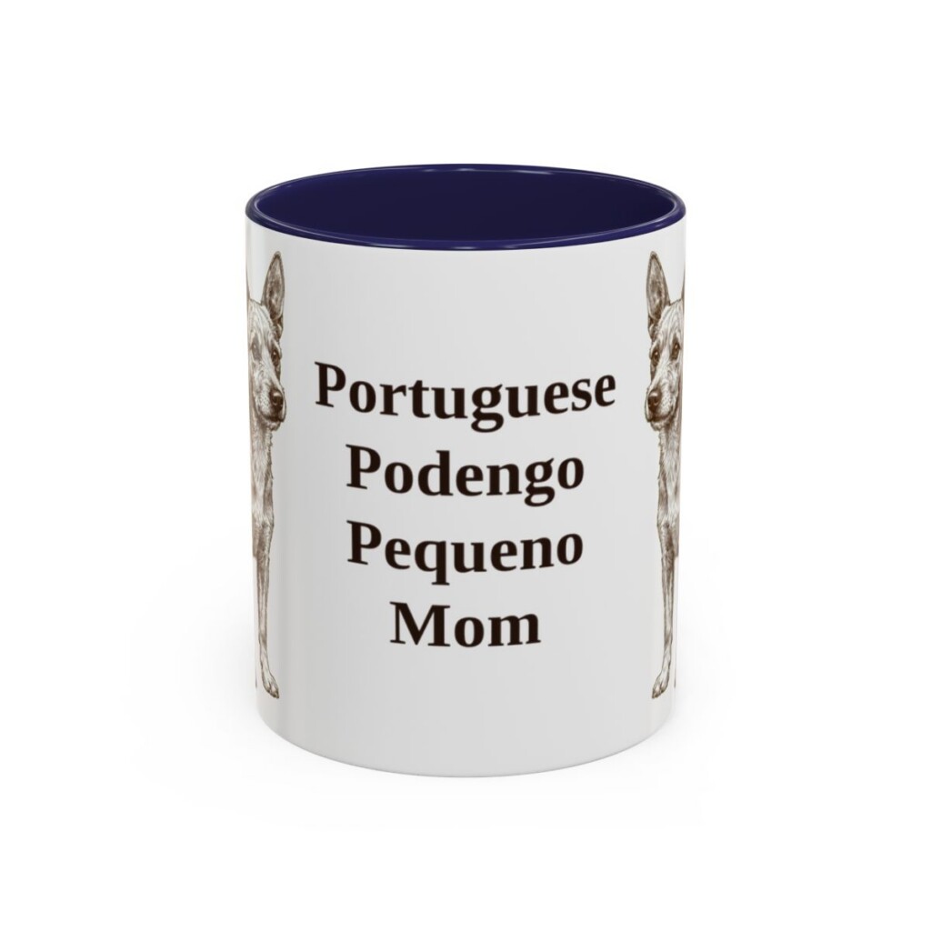 11oz-portuguese-podengo-pequeno-mug-mom-navy 11oz Portuguese Podengo Pequeno Dog Mom Mug, Navy, front view