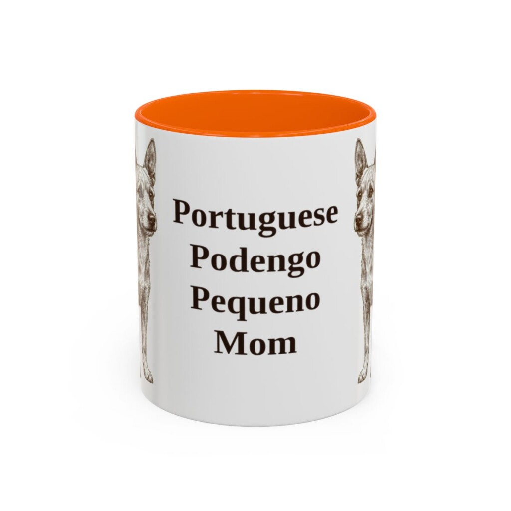 11oz-portuguese-podengo-pequeno-mug-mom-orange 11oz Portuguese Podengo Pequeno Dog Mom Mug, Orange, front view