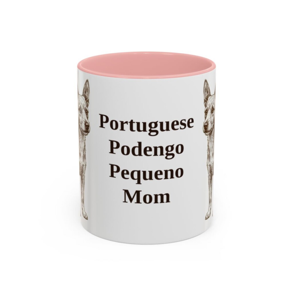 11oz-portuguese-podengo-pequeno-mug-mom-pink 11oz Portuguese Podengo Pequeno Dog Mom Mug, Pink, front view