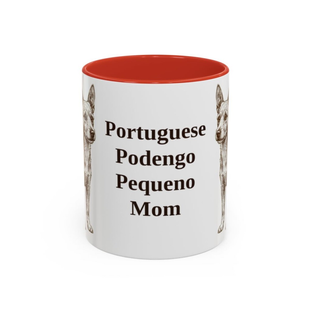 11oz-portuguese-podengo-pequeno-mug-mom-red 11oz Portuguese Podengo Pequeno Dog Mom Mug, Red, front view