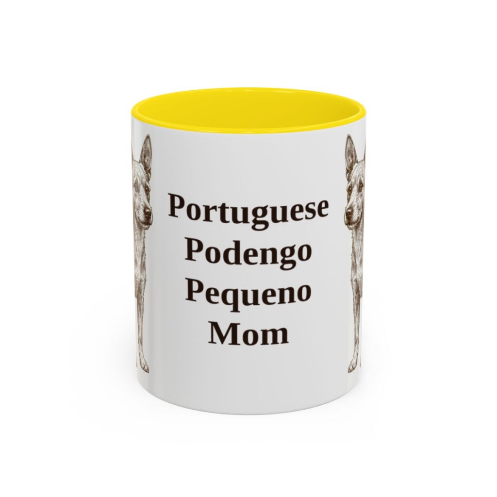 11oz-portuguese-podengo-pequeno-mug-mom-yellow 11oz Portuguese Podengo Pequeno Dog Mom Mug, Yellow, front view