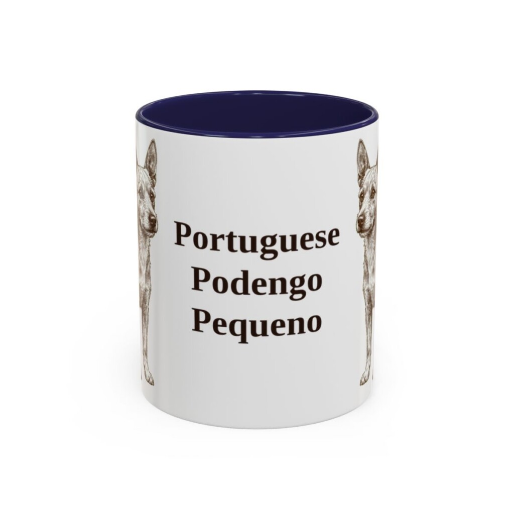 11oz Portuguese Podengo Pequeno Mug, Navy, front view
