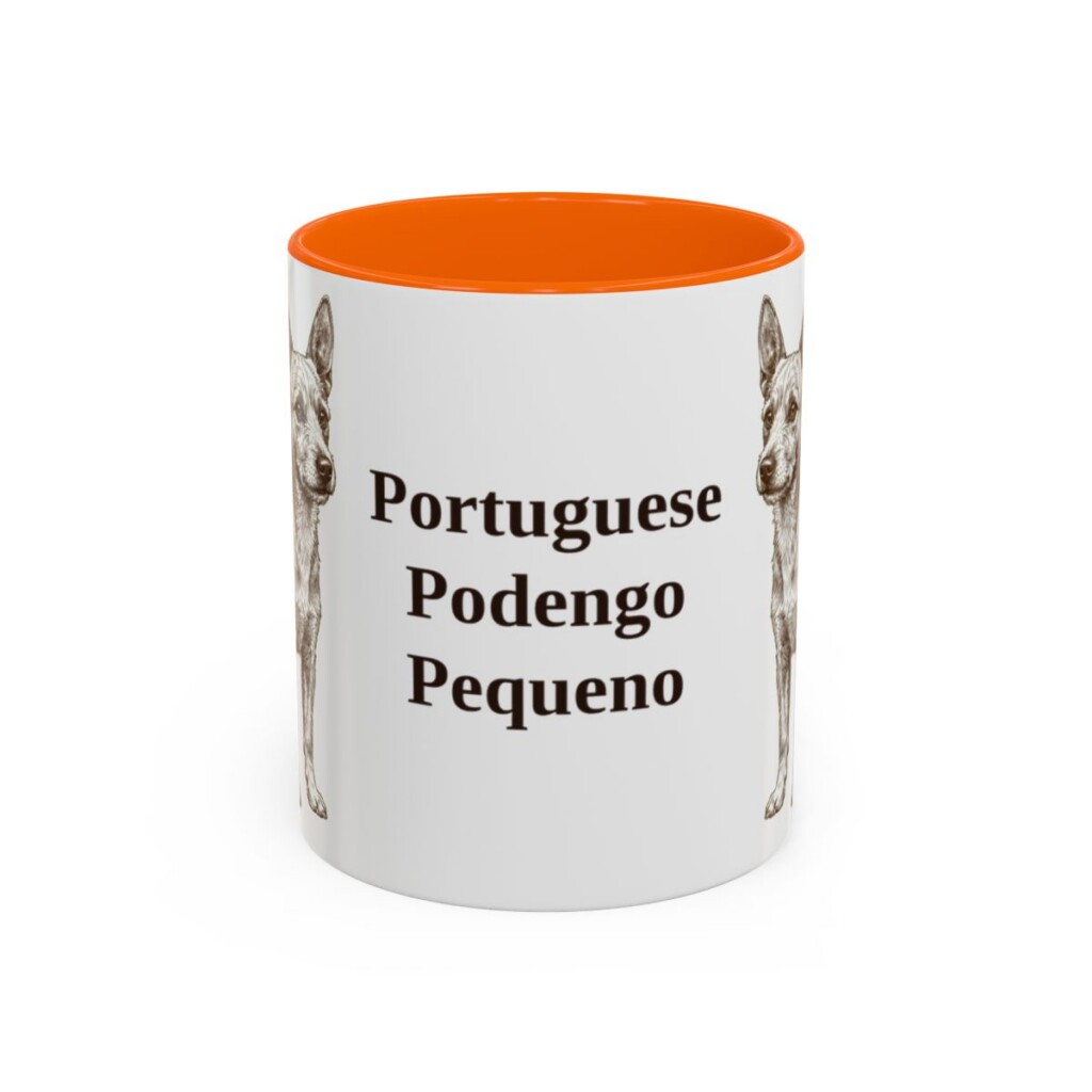 11oz Portuguese Podengo Pequeno Mug, Orange, front view