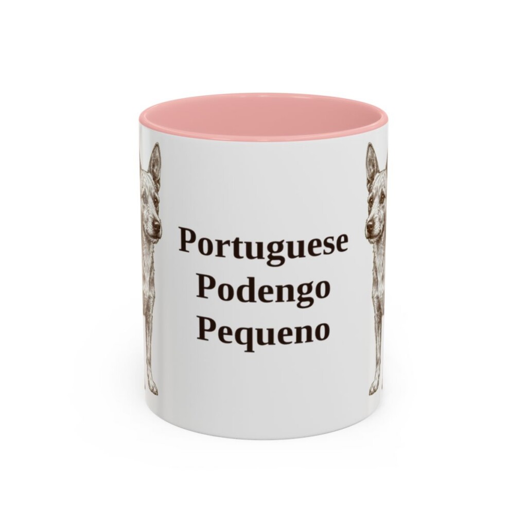 11oz Portuguese Podengo Pequeno Mug, Pink, front view