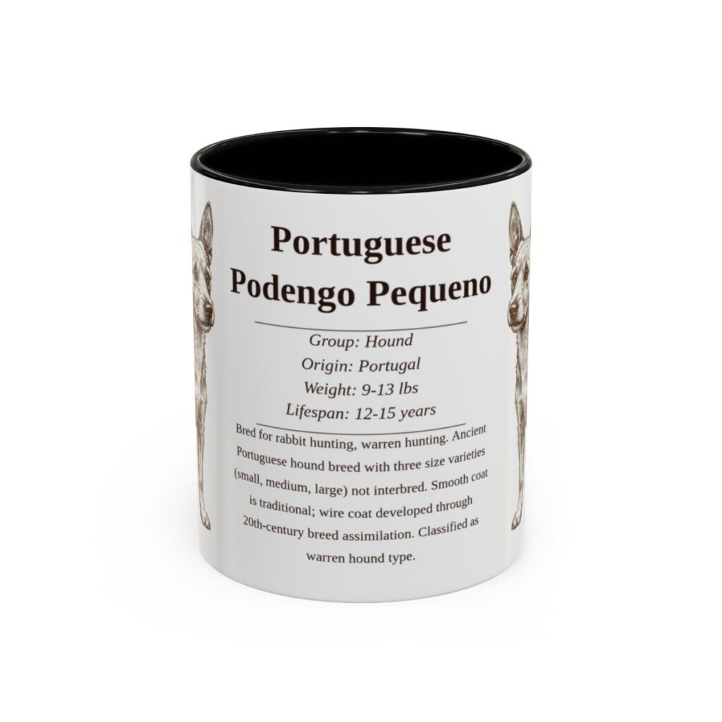 11oz Portuguese Podengo Pequeno Mug, Black, front view