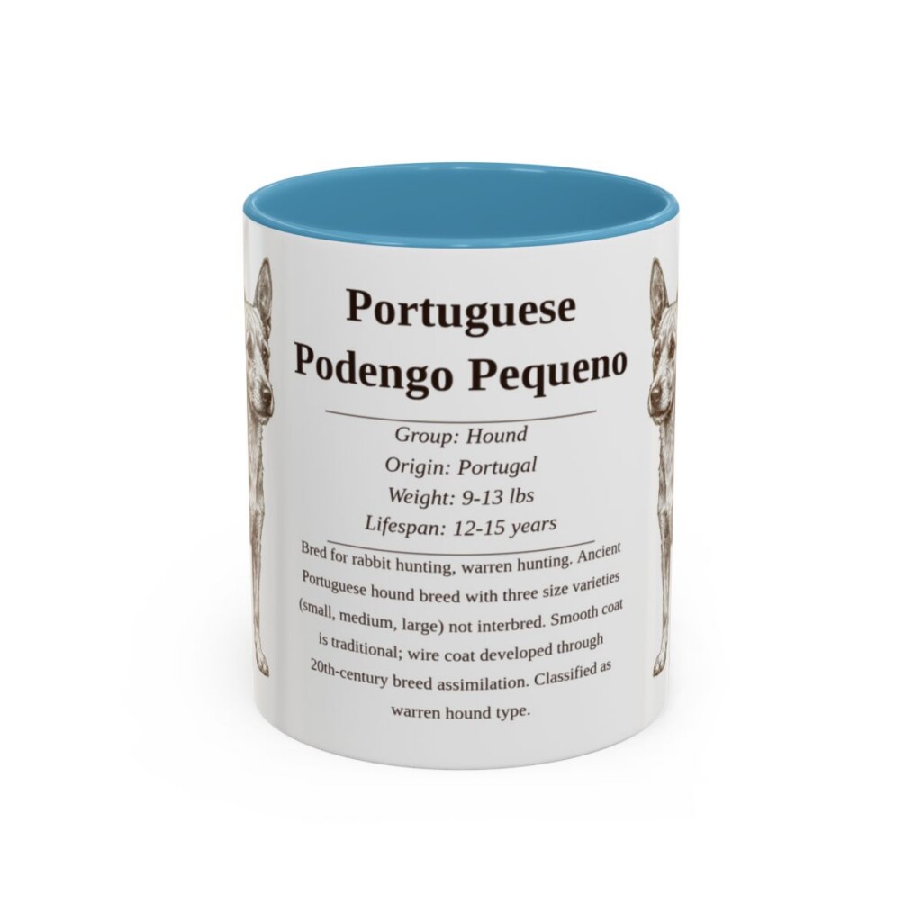 11oz Portuguese Podengo Pequeno Mug, Light Blue, front view