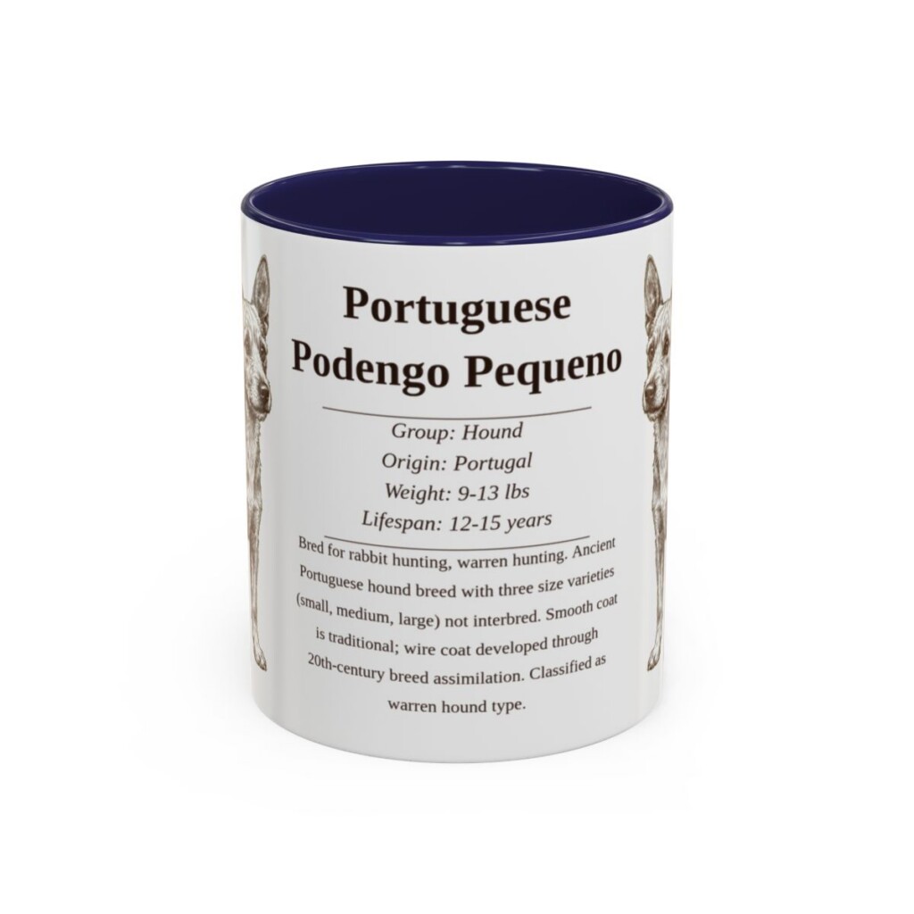11oz Portuguese Podengo Pequeno Mug, Navy, front view
