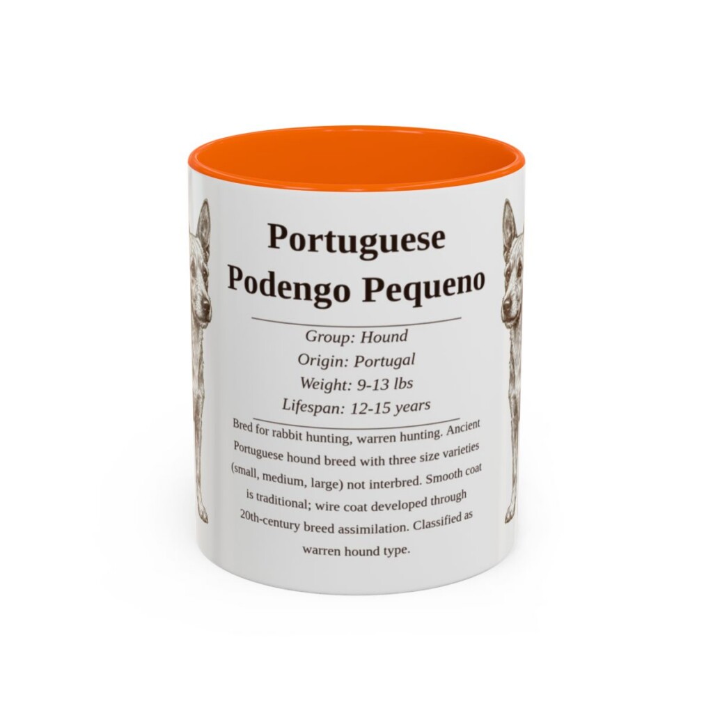 11oz Portuguese Podengo Pequeno Mug, Orange, front view