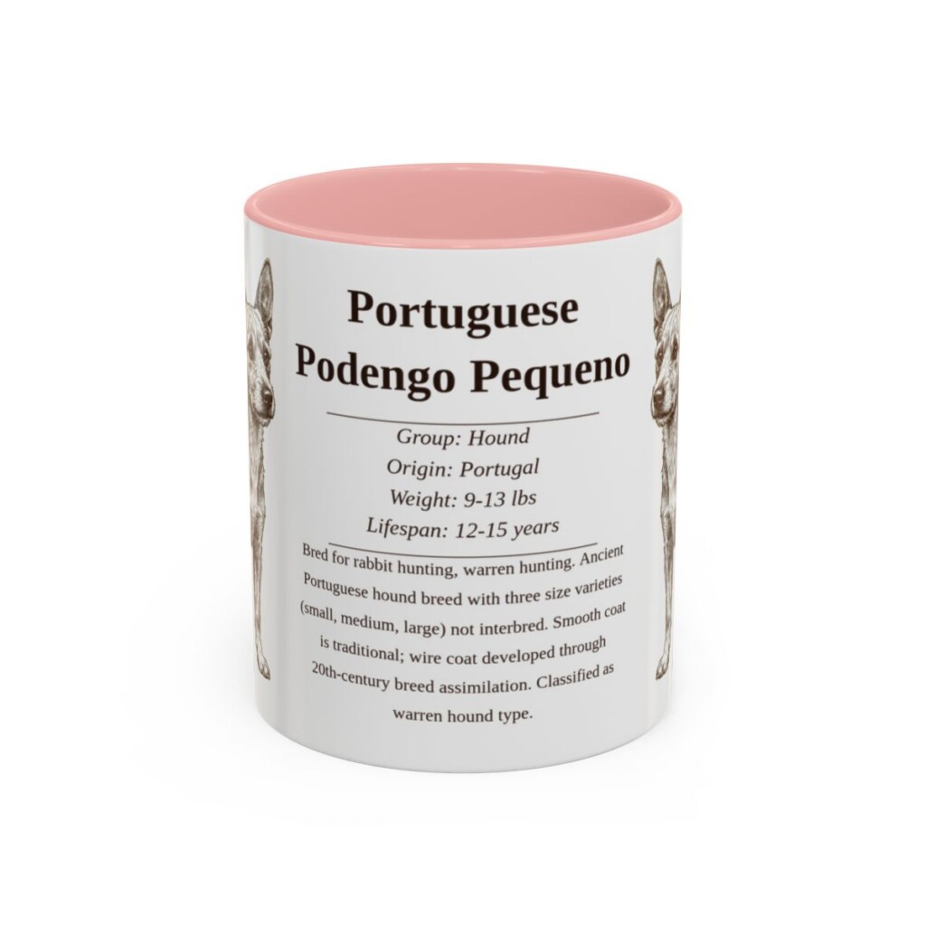 11oz Portuguese Podengo Pequeno Mug, Pink, front view