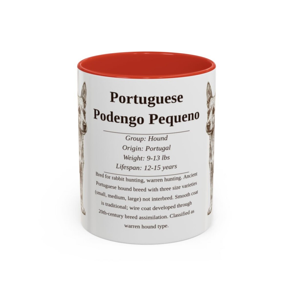 11oz Portuguese Podengo Pequeno Mug, Red, front view