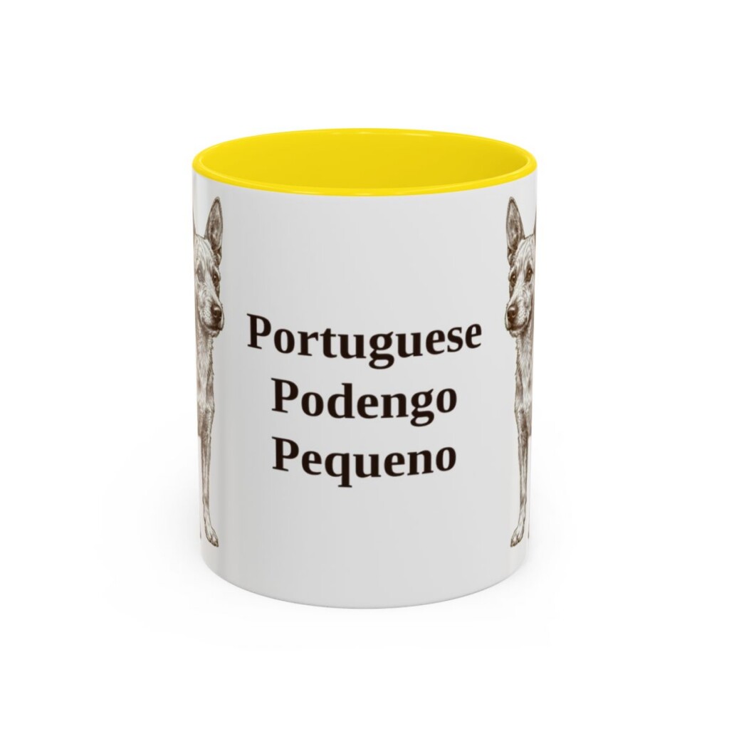 11oz Portuguese Podengo Pequeno Mug, Yellow, front view