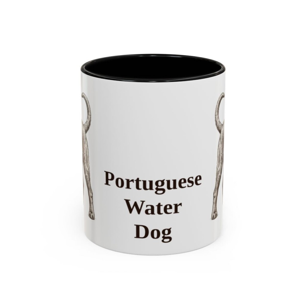 11oz Portuguese Water Dog Mug, Black, front view