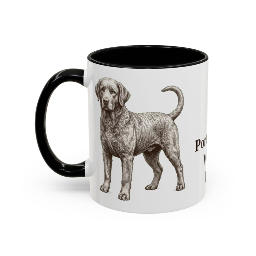 11oz Portuguese Water Dog Mug, Black, left side view